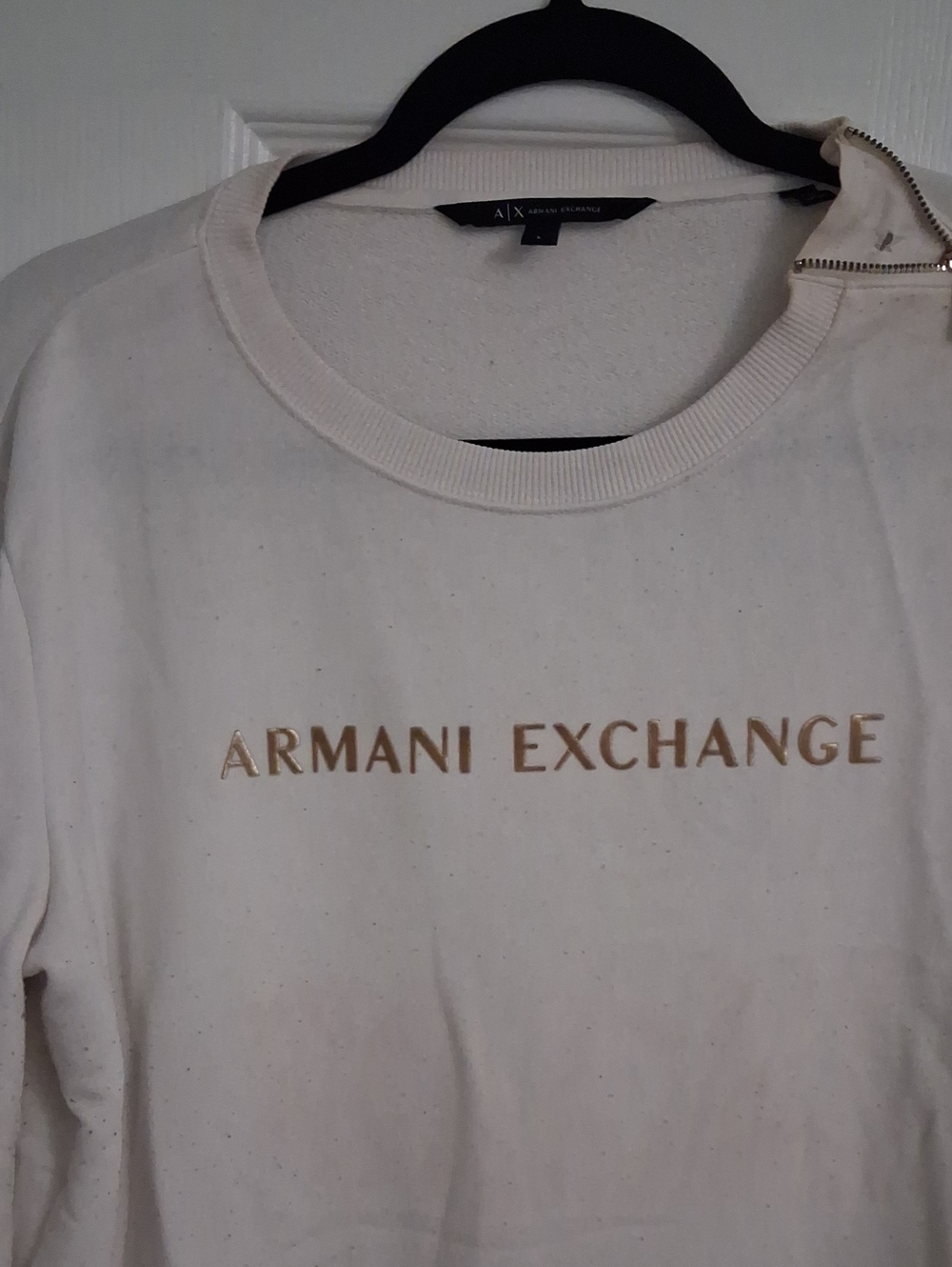 Armani Exchange Cream Sweatshirt with Gold Logo